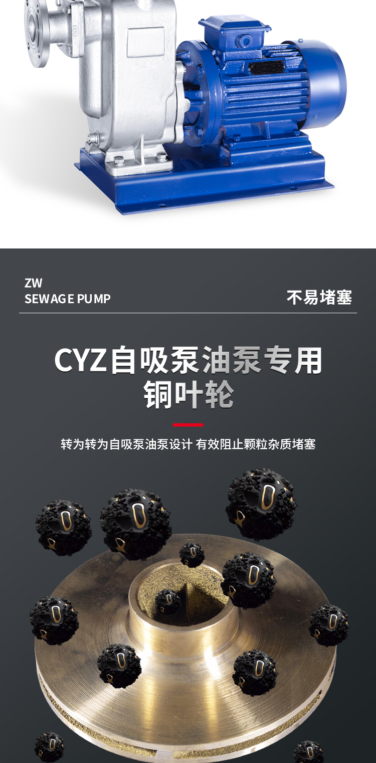 ZW/ZX non clogging stainless steel explosion-proof self suction pump oil suction pump split direct connection sewage pump discharge