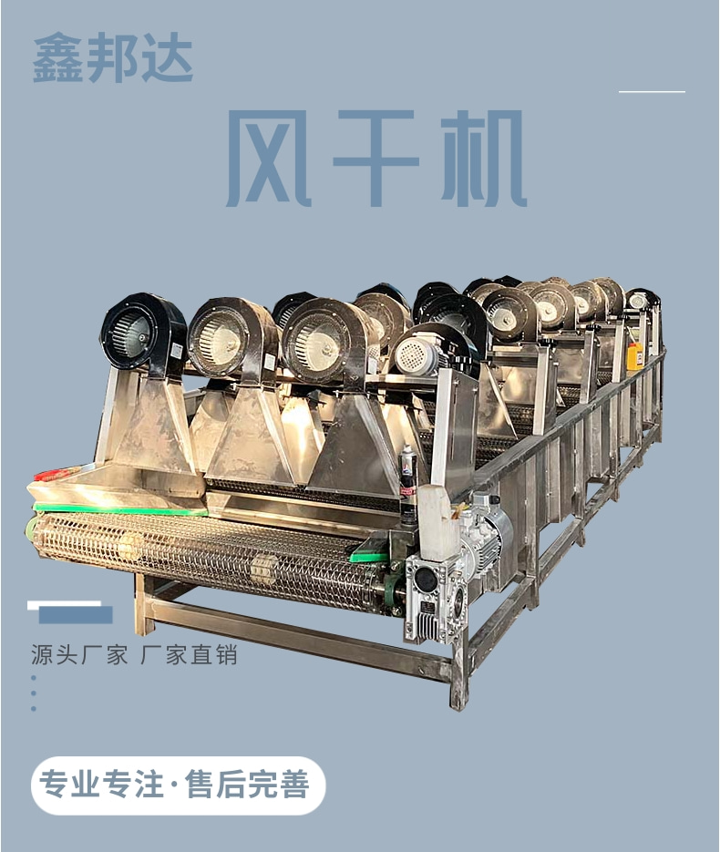 Fully automatic flipping air drying equipment, vegetable, melon and fruit cleaning and air drying machine, leisure food air drying assembly line