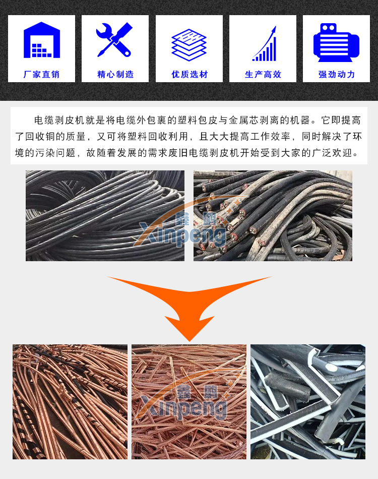 Scrap wire automatic cable stripper cable coaxial line equipment electric Submarine communications cable core wire stripper