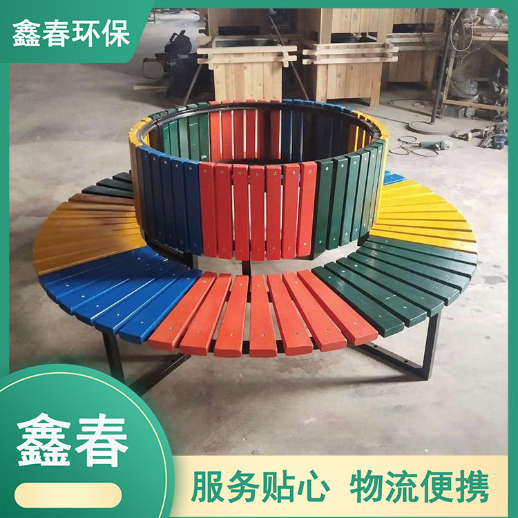 Outdoor curved tree chair, leisure circular chair, customized school scenic area engineering, plastic wood backless tree chair