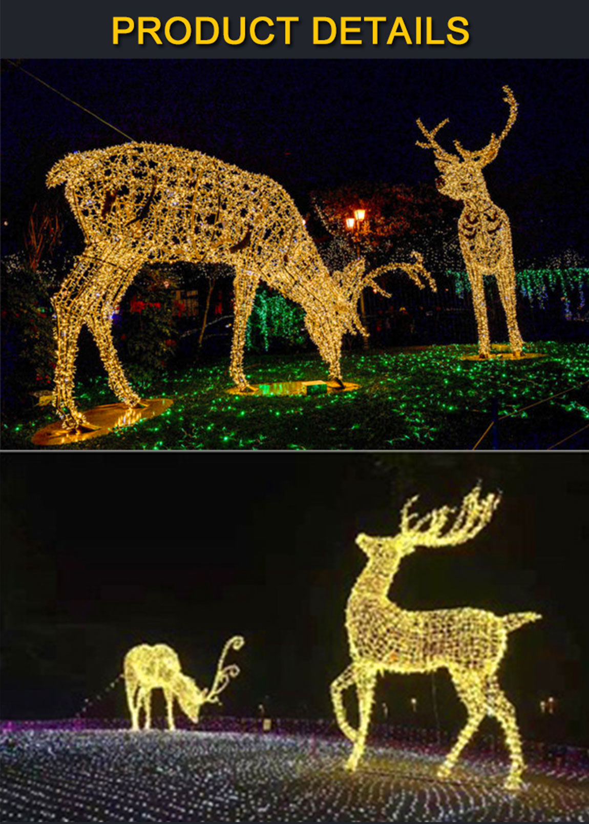 Outdoor light carving products Christmas decoration Christmas deer colored lanterns Huayicai customized 2023 holiday lighting decoration