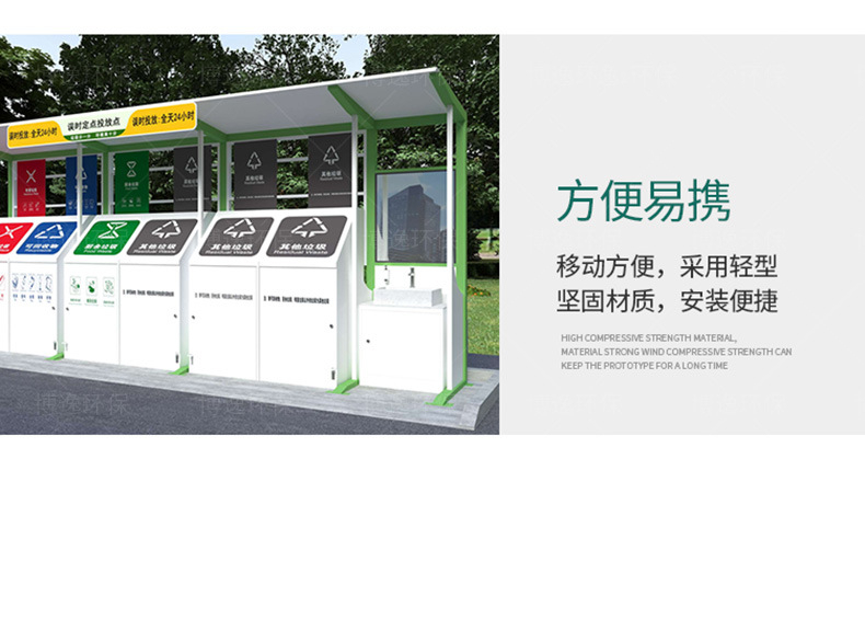 Intelligent garbage six classification placement booth, outdoor community garbage house, garbage classification and recycling room can be customized according to needs