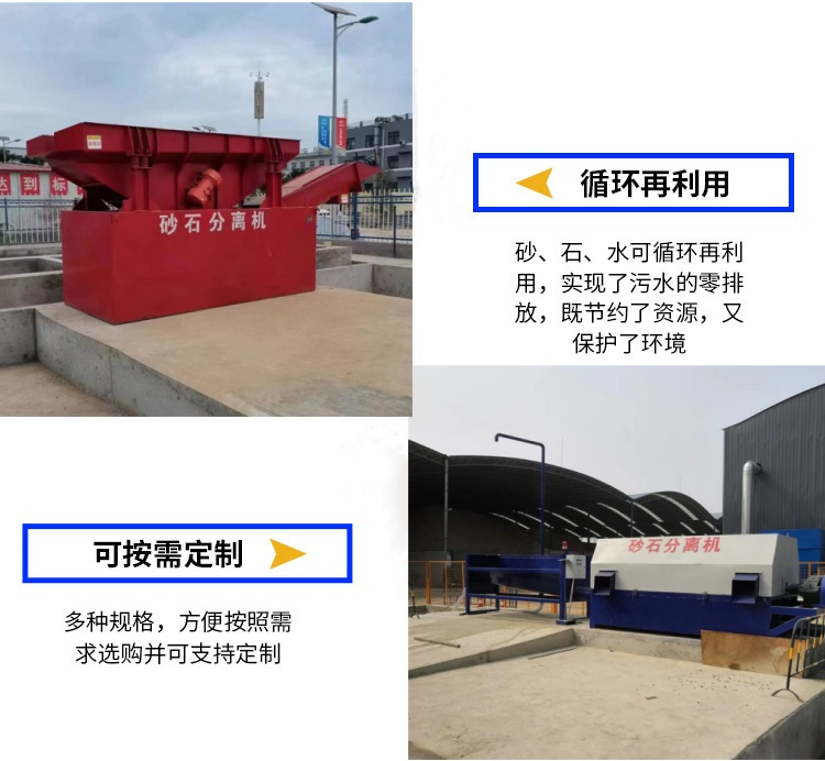 Left parking drum sand and gravel separator, right parking concrete mixing plant with zero discharge