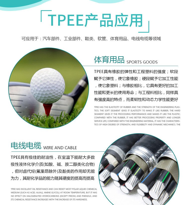 TPEE DuPont HTR8351 Easy to peel, yellow resistant, oil resistant, and aging resistant wire and cable