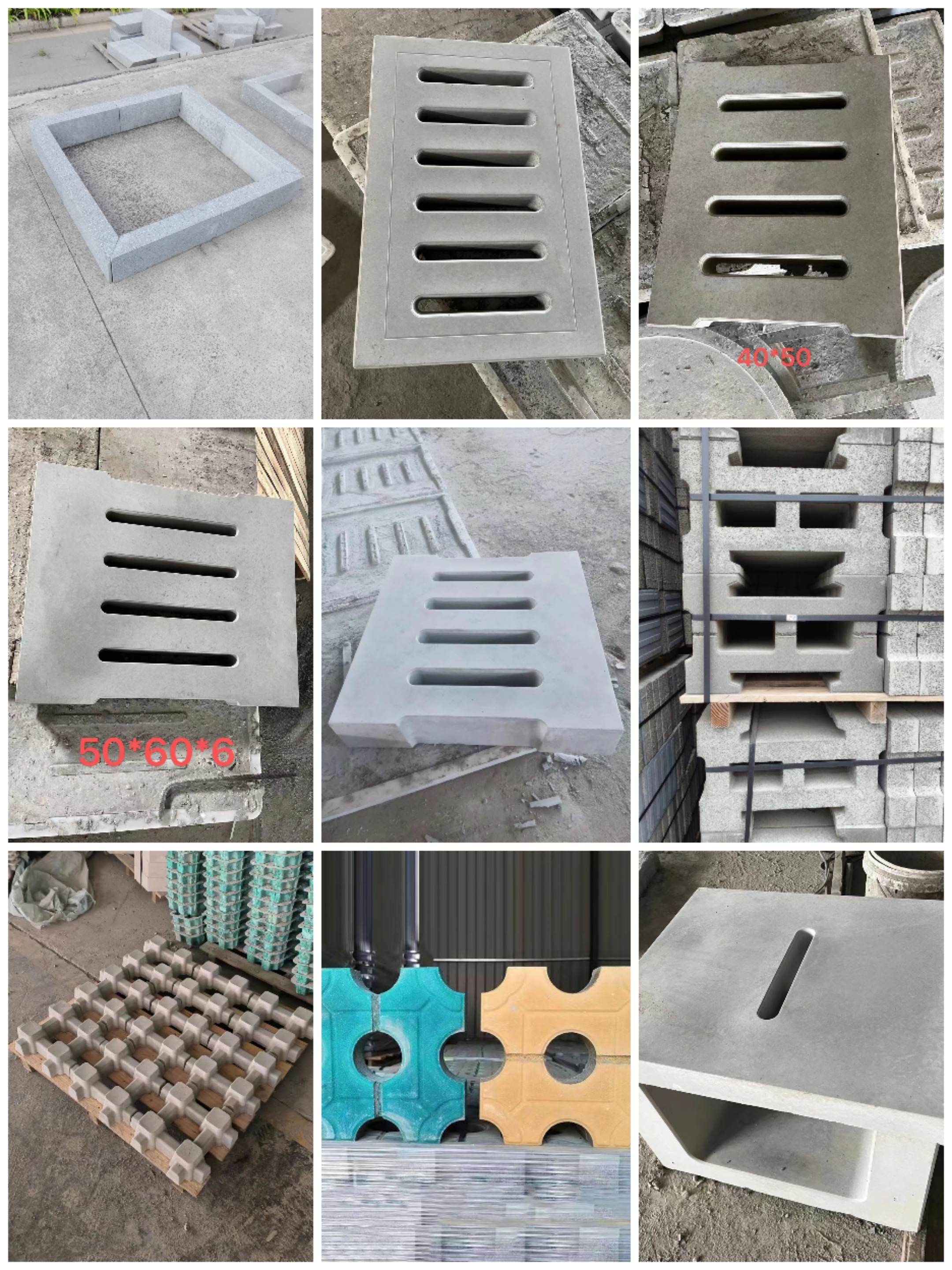 Hexagonal slope protection brick module brick well, splayed grass planting brick, tactile paving brick, tree enclosure, stone well cover