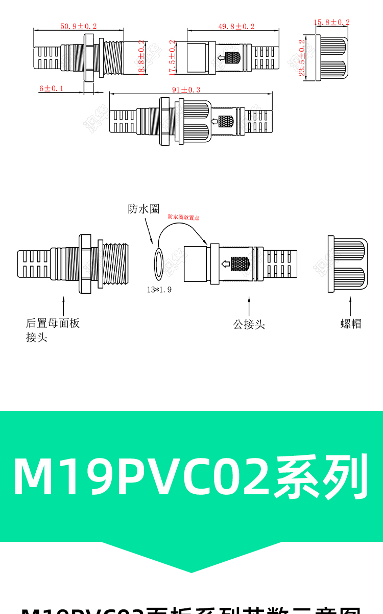 AHUA Aohua M23 flange panel aviation plug high-power male and female connecting wire 3-core IP65 waterproof joint