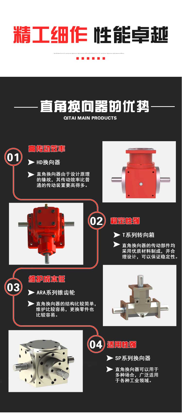 Qitai Machinery ARA1 Gearbox Steering Gear HD Right Angle 90 Degree Transmission Commutator