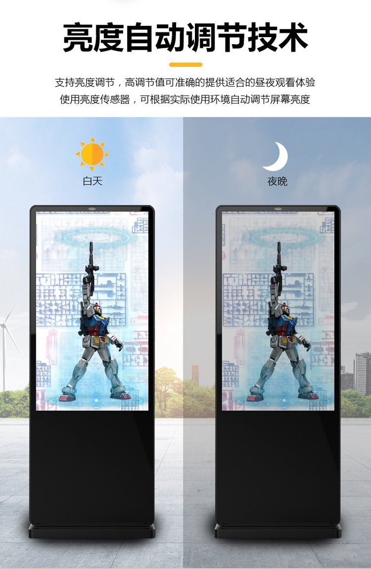 55 inch vertical outdoor advertising machine, wall mounted outdoor monitor, high-definition brightness LCD screen, canopy advertising screen