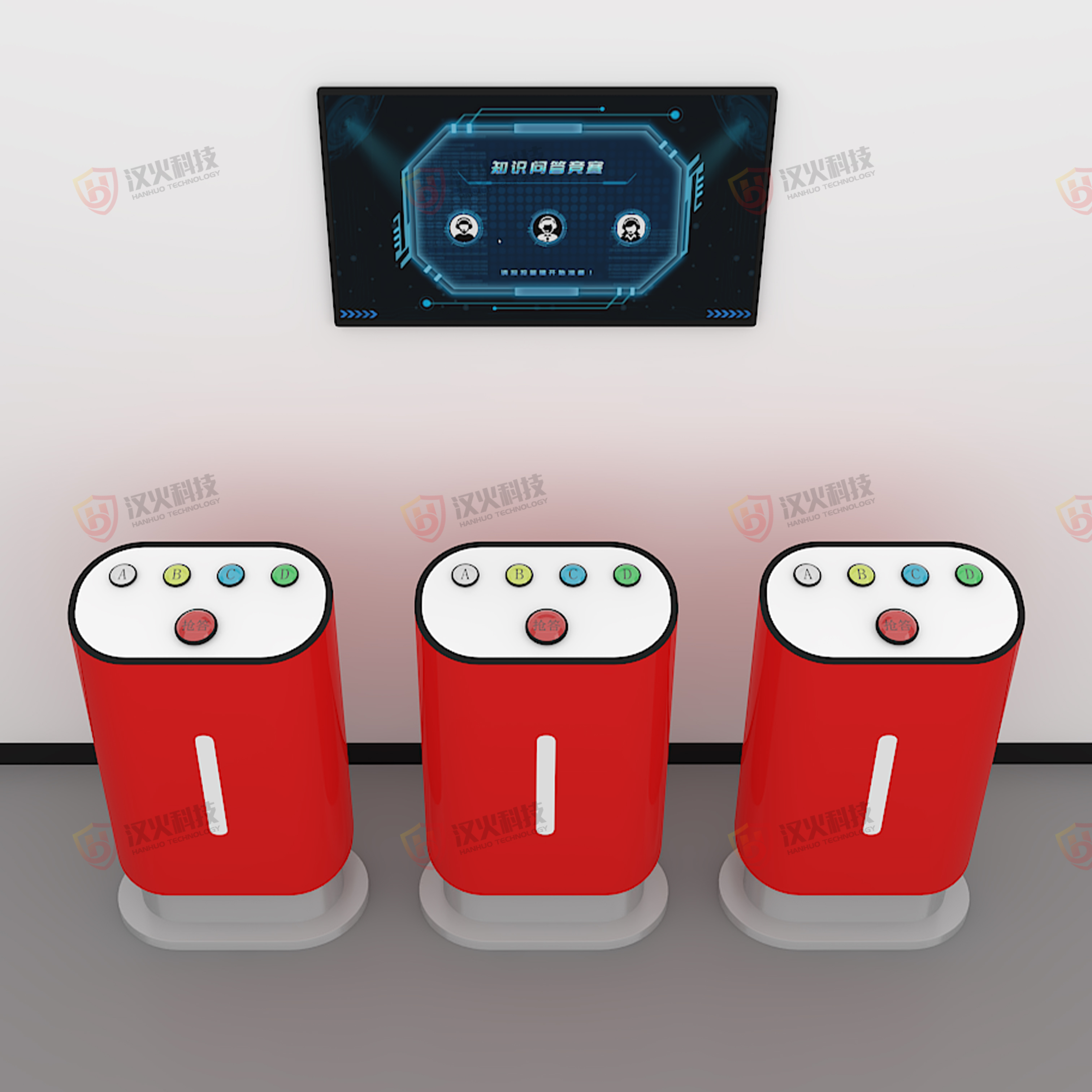 The content of the Hanhuo Technology VR fire knowledge answering platform equipment can also be imported into the customer's customized question bank