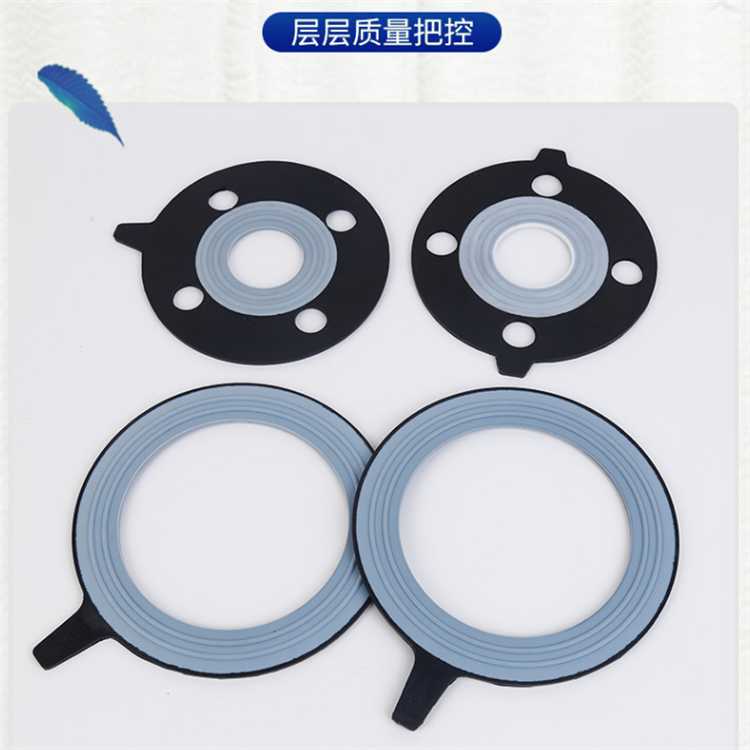 PTFE rubber coated gasket, Teflon black sealing ring, corrosion-resistant and high-temperature resistant PTFE rubber composite gasket