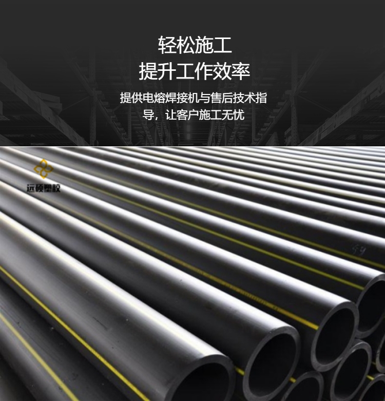 Yuanshuo High Performance PE Gas Pipe PE100 Gas Pipe SDr11 Ventilation Buried Pipe