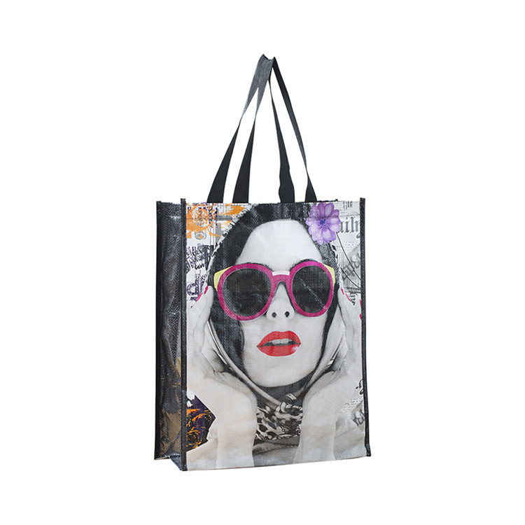 Production of customized handheld laminated woven bags, black fashion storage bags, clothing shopping bags, customized and printable logos