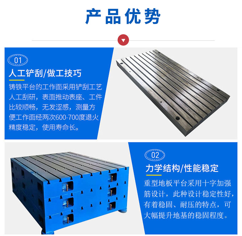 Manufacturer customized large cast iron welding platform, flat plate T-groove tooling platform