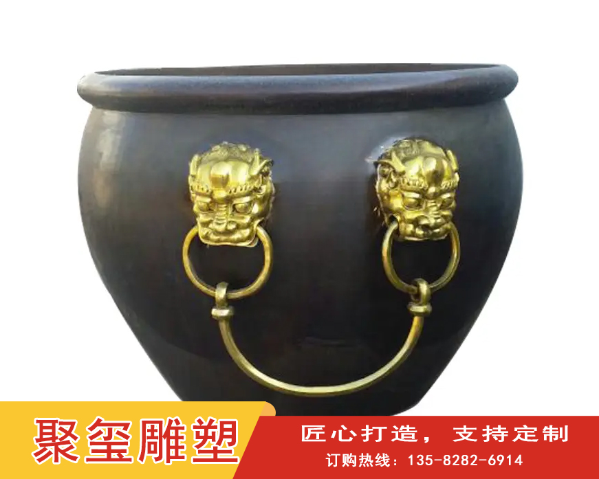 The Palace Museum's small copper cylinder, villa courtyard, feng shui pure copper cylinder, antique cast copper cast iron lotus large cylinder, Juxi