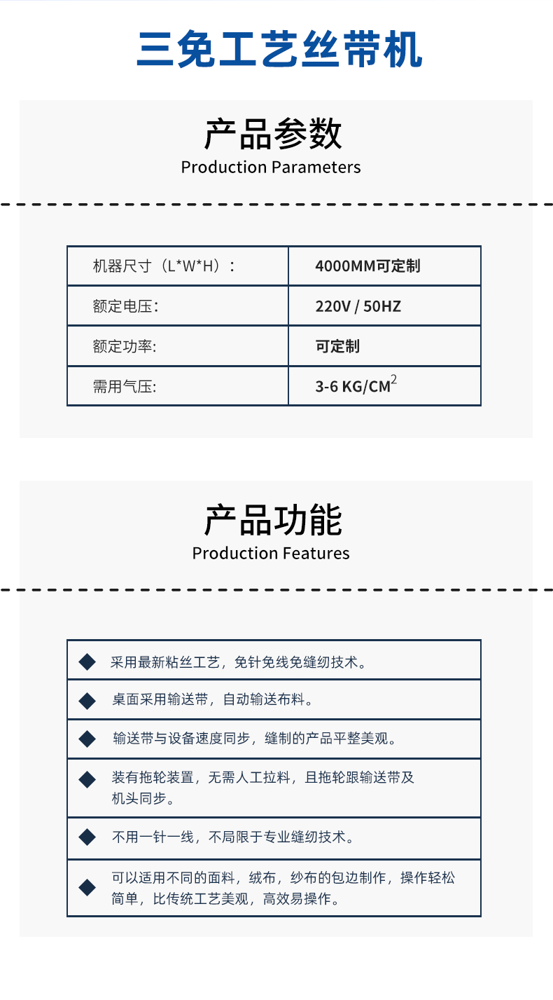 Curtain fabric splicing machine, lace weaving belt locking machine, three free seamless needleless wire cutting and hot pressing finished curtain processing