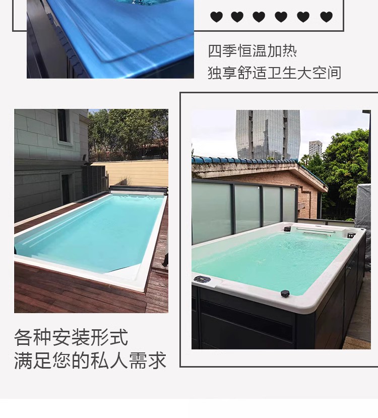 Yihua Bathroom Villa's imported swimming pool is 8 meters long and 3 meters wide, with a rooftop garden and a massage and constant temperature integrated acrylic