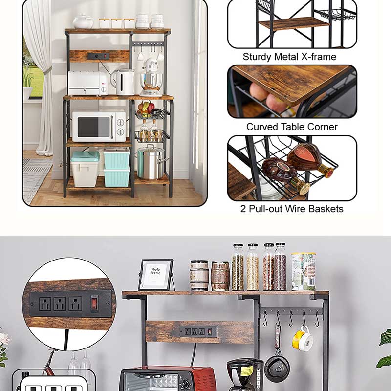 Cross border Amazon kitchen storage rack, floor to floor microwave oven, multifunctional storage rack, layered shelf