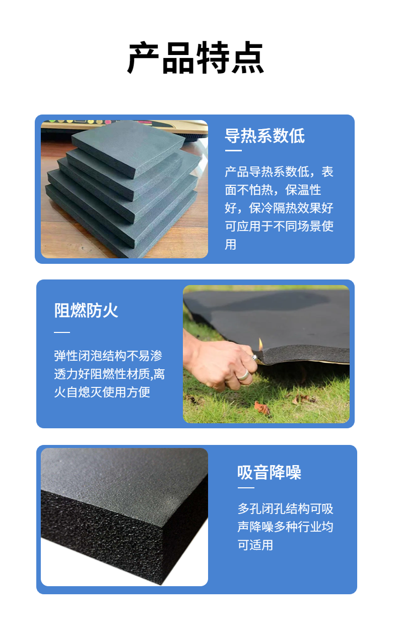 Alos Furus insulation board, black flame-retardant sponge board, high-density foam rubber plastic board, supports customization