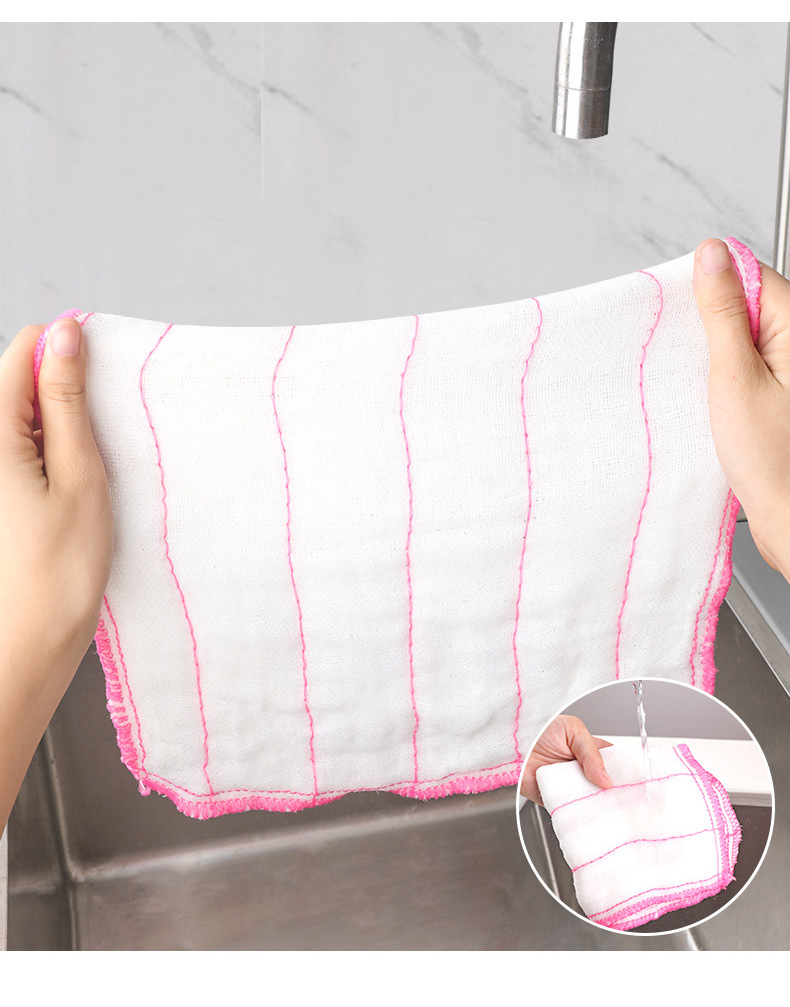 Cotton dishwashing cloth, kitchen cloth, 5-layer, 8-layer, 10-layer, 12-layer dishwashing towel, household absorbent, oil-free, pure cotton cloth