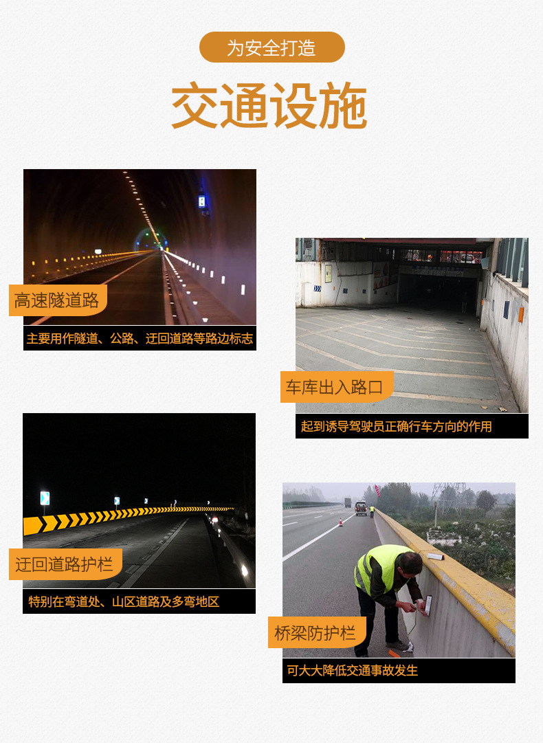 Rectangular contour sign, reflective attachment type, anti cursor, traffic safety garage reflective sign for highway tunnels