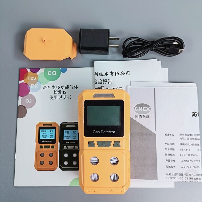 Explosion proof industrial grade four in one gas alarm, carbon monoxide, hydrogen sulfide, oxygen combustible gas detector