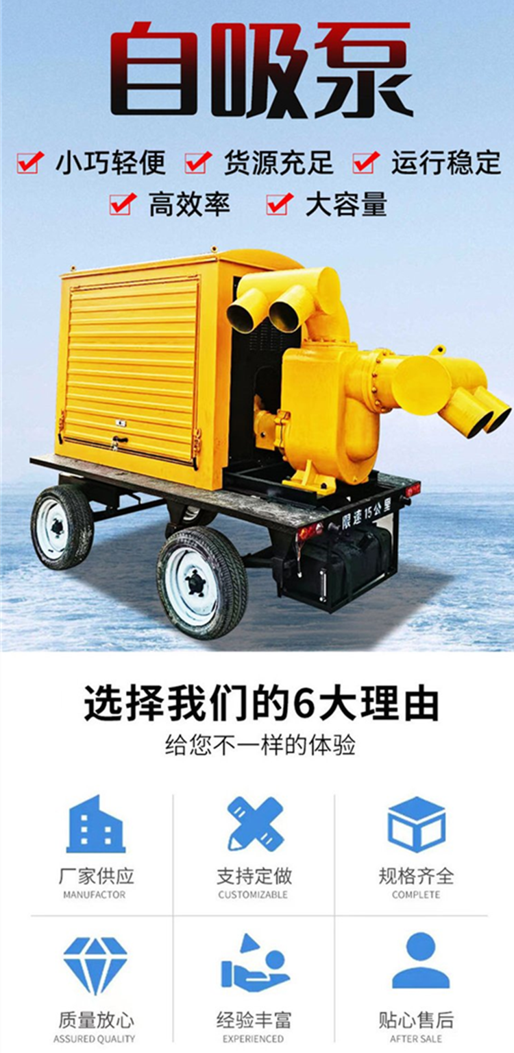 HW250 10 inch mixed flow pump truck trailer model flood prevention emergency drainage pump, self priming cast iron pump