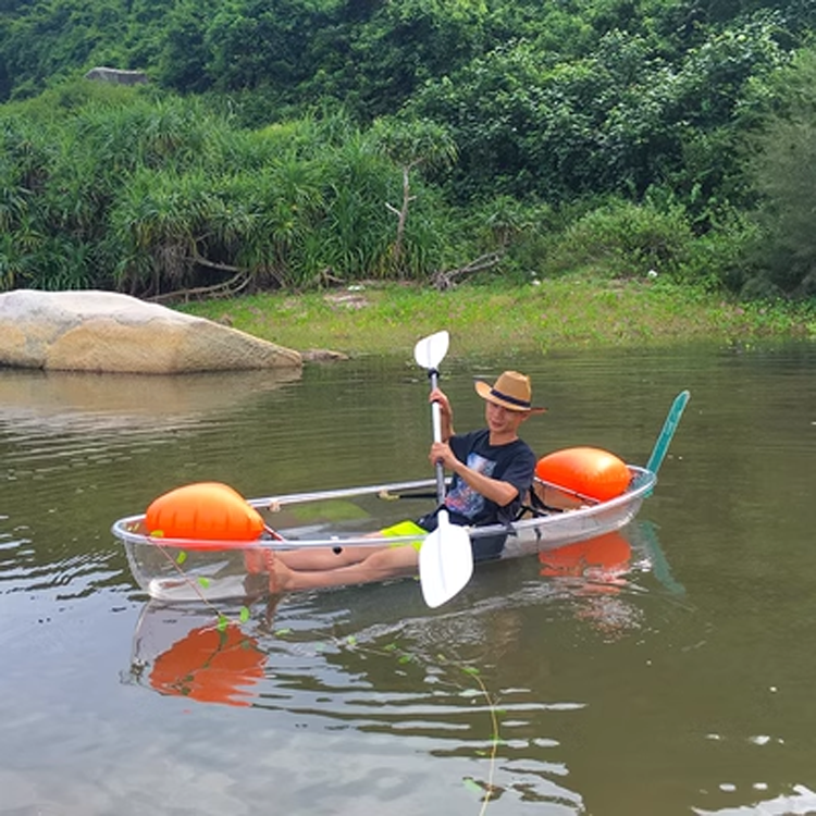 Outdoor Sports Water Transparent Boat High Buoyancy PC Transparent Canoe Net Red Glass Boat Scenic Area Special Rowing Boat