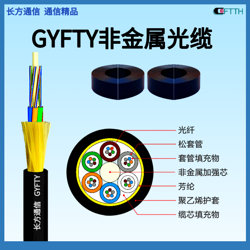 Manufacturer of 24 core GYFTY non-metallic optical fiber cables for anti electric trace and lightning protection communication