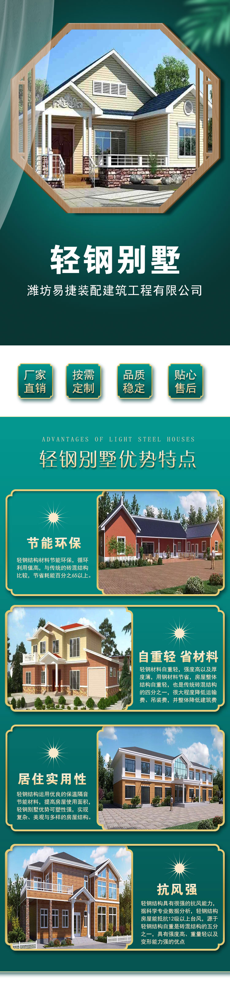 Jinan light steel villa manufacturers design, construct, and decorate according to demand, with easy access to packages