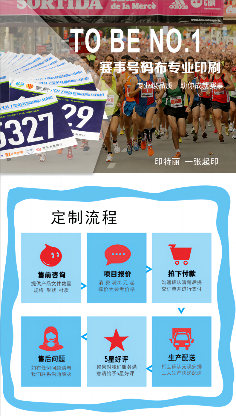 Customized printing of Marathon Games number cloth by professional manufacturers