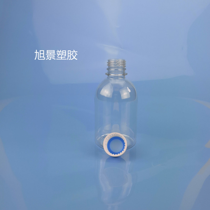 250ML-PET small mouth round bottle with white transparent cap, caliber 22MM, height 131MM, diameter 64MM