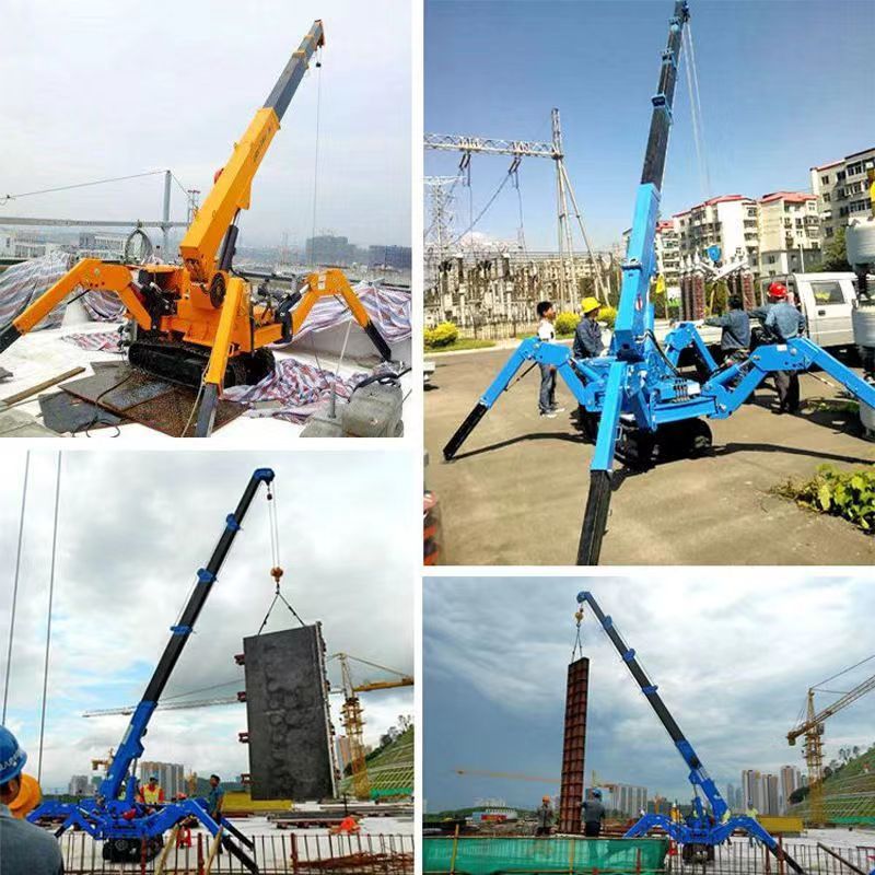 Spider crane crawler self-propelled small 8-ton crane remote control folding telescopic hydraulic arm cantilever movable