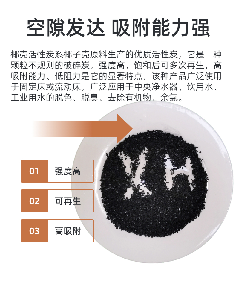 Sewage purification adsorbent Coconut shell activated carbon 600-1000 has strong iodine adsorption capacity