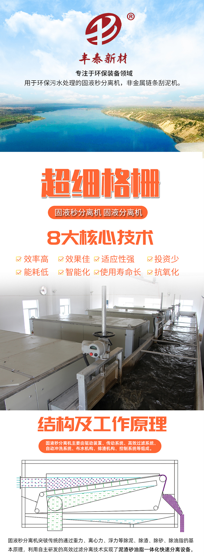 Fengtai New Material Solid-liquid Second-second Separation Equipment Ultrafine Grid High Efficiency Filtration System for Sludge