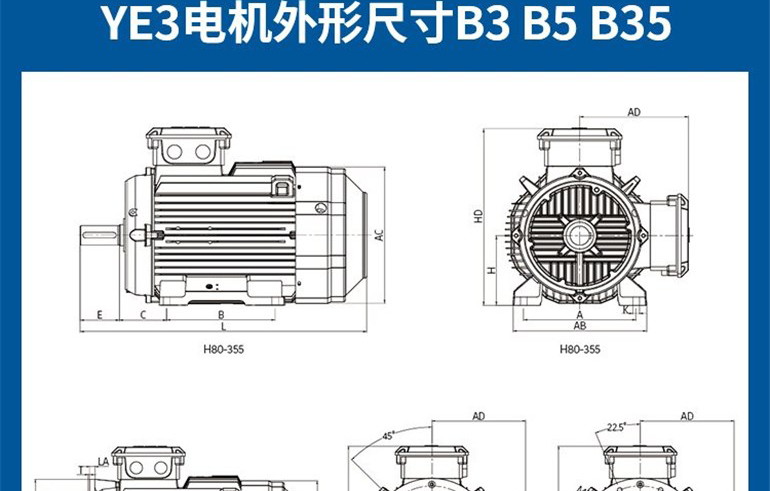 Sigma YE3 series three-phase asynchronous energy-saving motor YE3-315M-6-pole 90KW-380V-IP55-50HZ