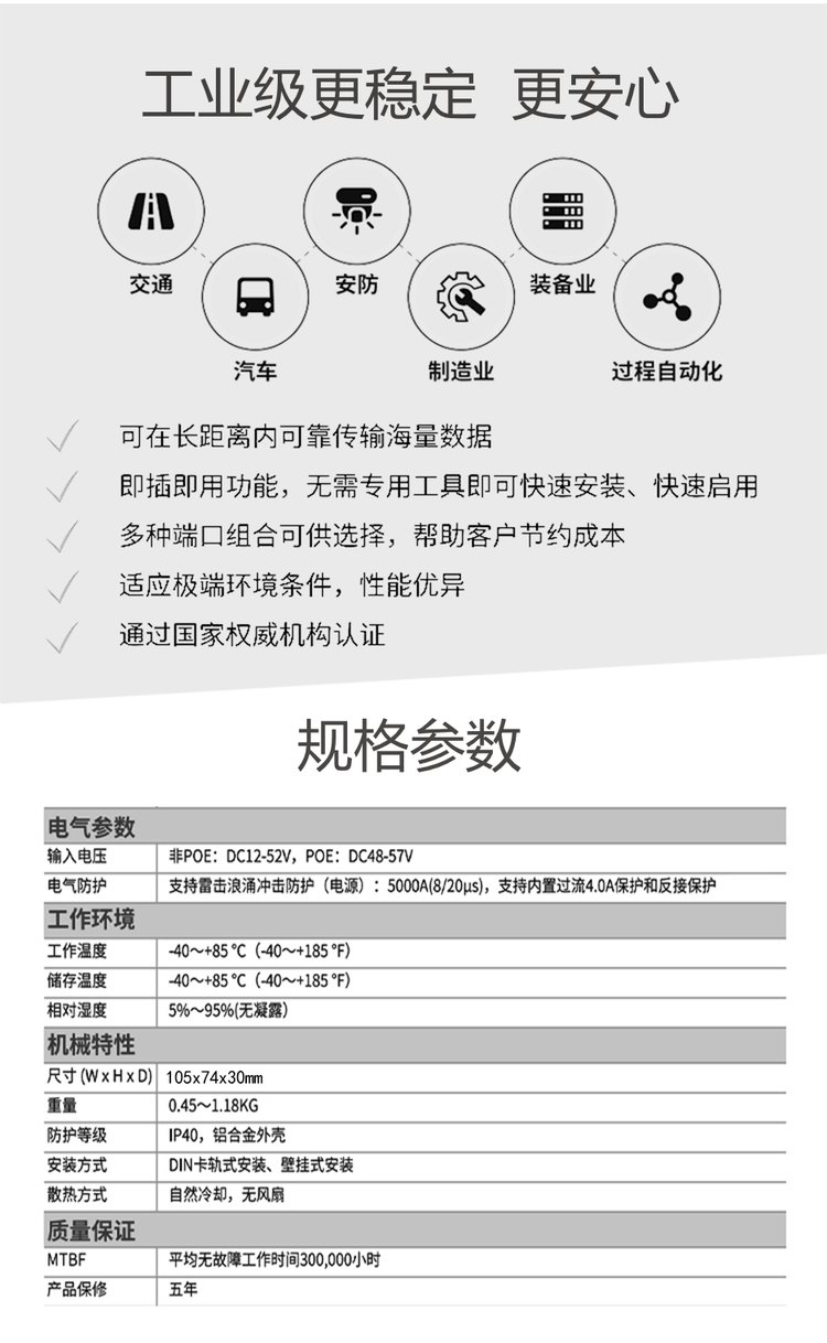 Yinghua Industrial DIN Rail Unmanaged 100M 5 Port Ethernet Switch