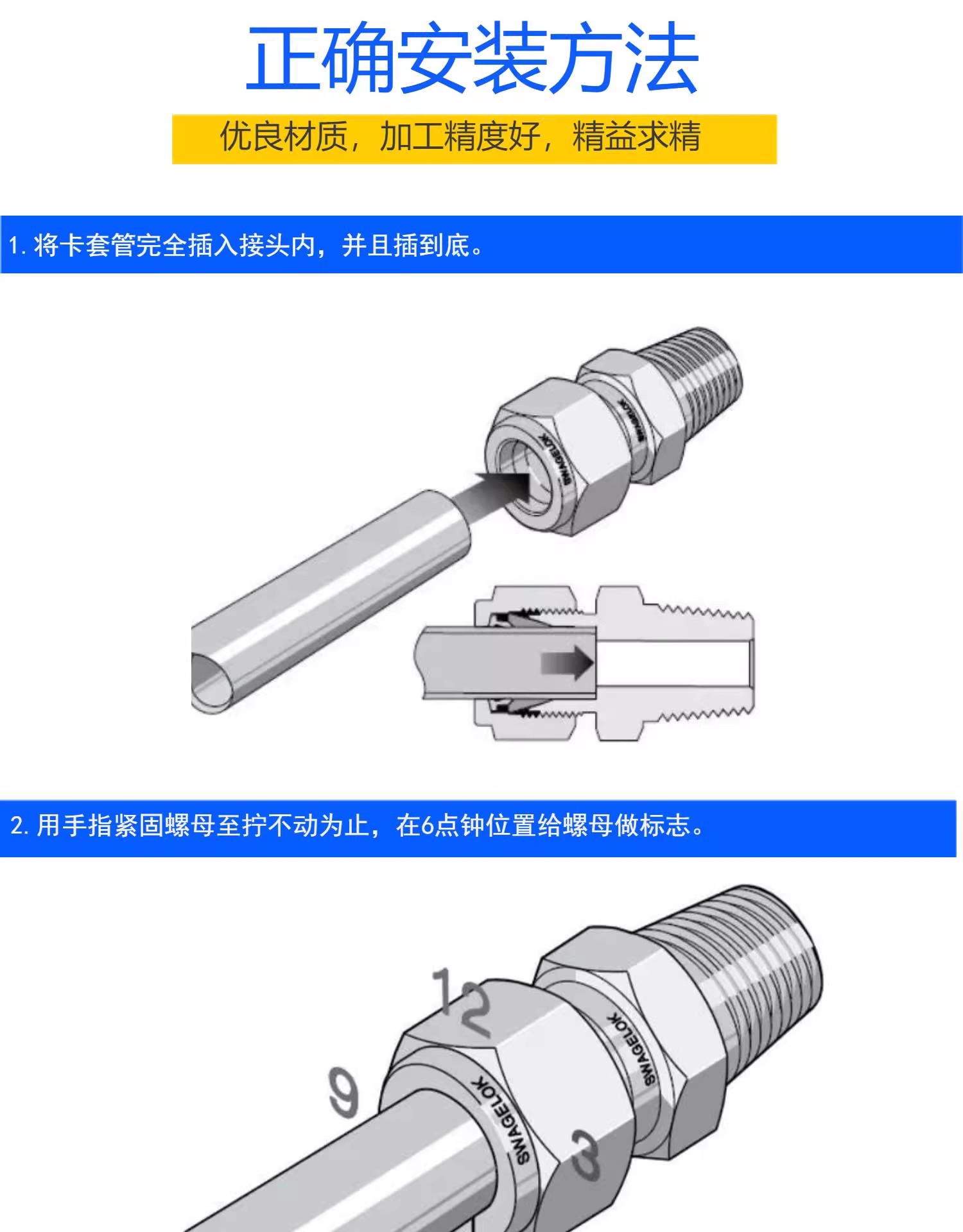 316L stainless steel ferrule joint silver plated nut internal thread nut American standard British system