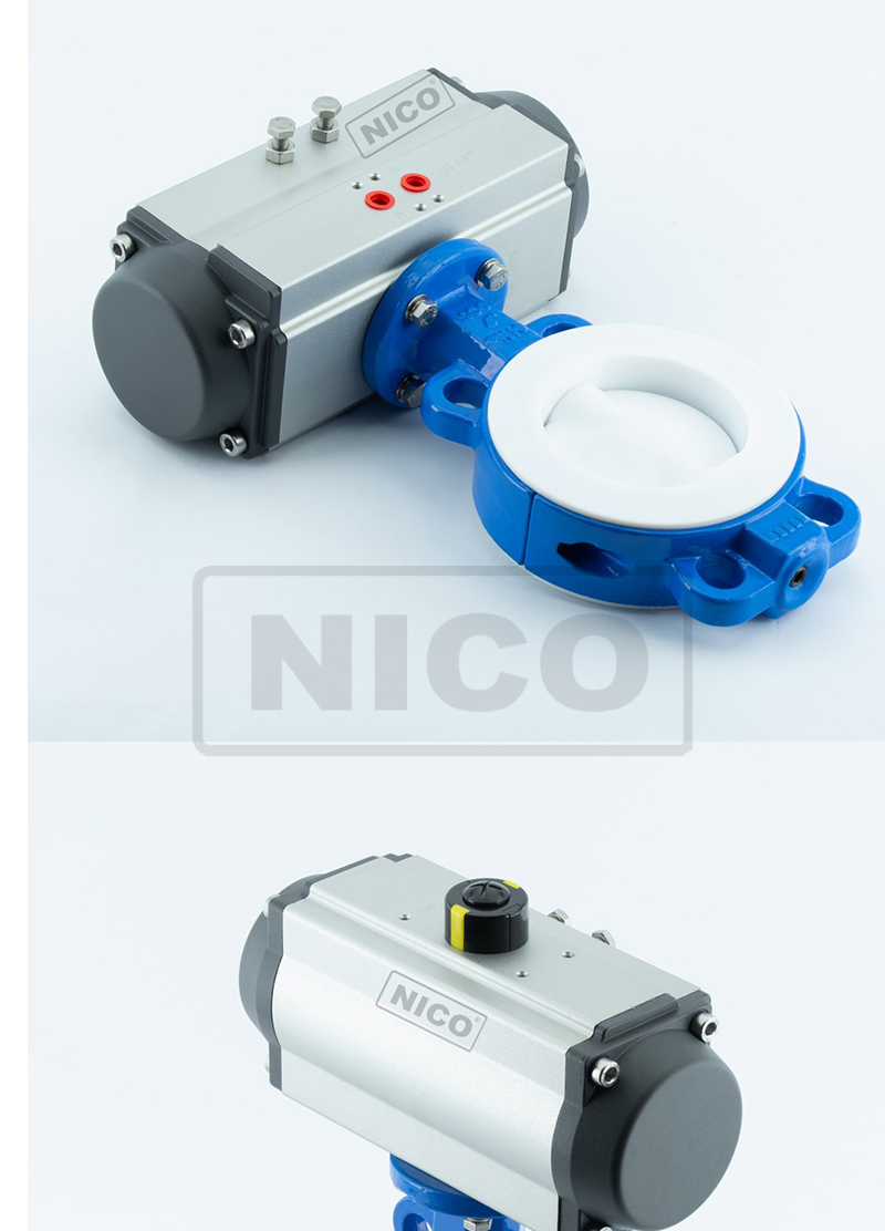 Nico NICO imported pneumatic clamp adjustment stainless steel fluorine lined butterfly valve, American imported brand butterfly valve