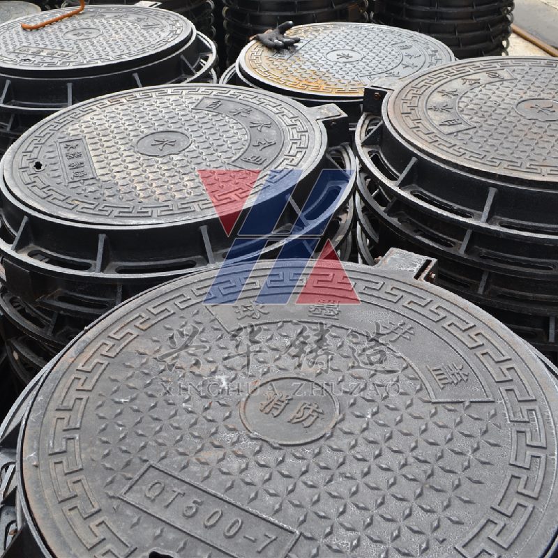 Spheroidal graphite cast iron manhole cover, diameter 700x800, circular cover, heavy-duty overload 30 ton vehicle, road sewage inspection well