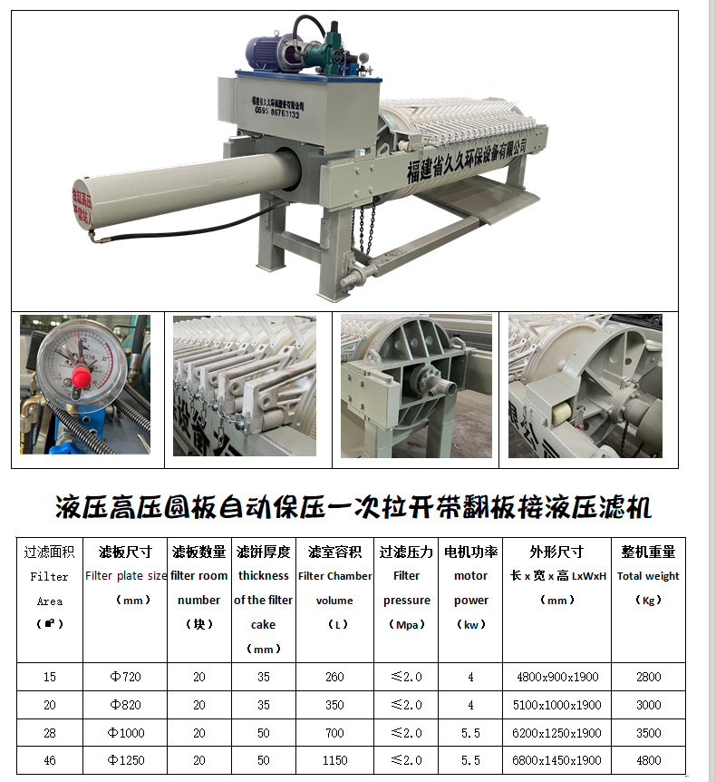 Sludge dewatering equipment in the sand washing plant, plate and box type pressure filter, solid-liquid separator, sand field sludge treatment device