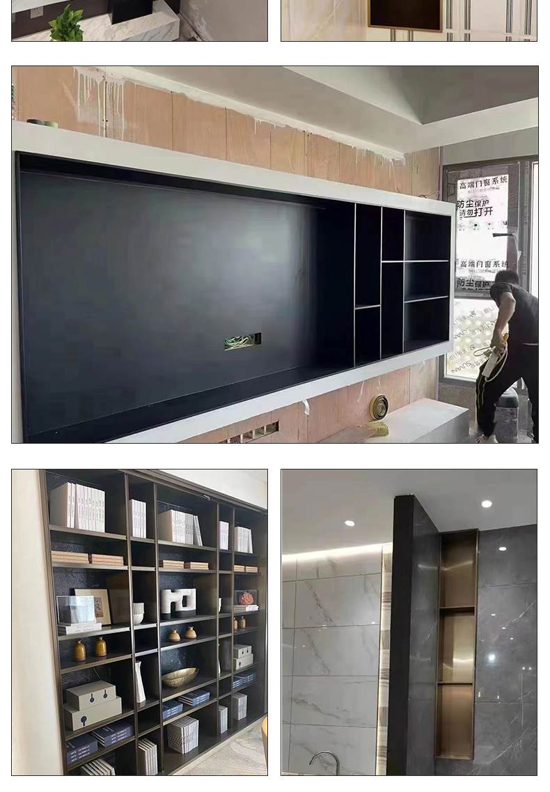 Customized stainless steel niche embedded bathroom shelf with metal storage wall cabinet can be processed according to drawings