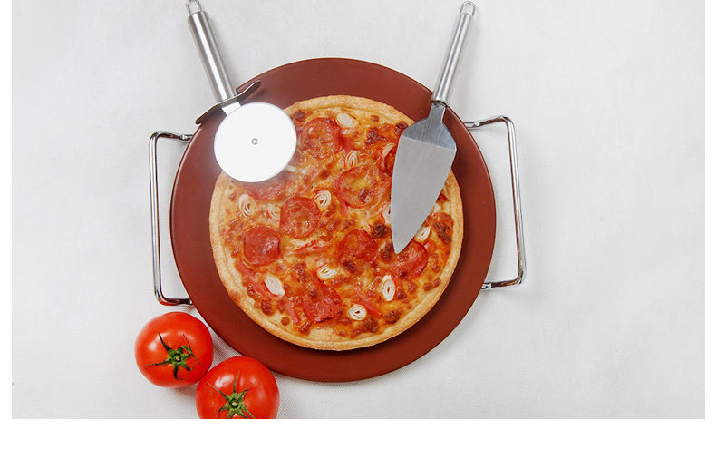 Pizza baking plate, Pizza stone oven, slate pizza pancake baking, insulation baking, slate with wire rack handle