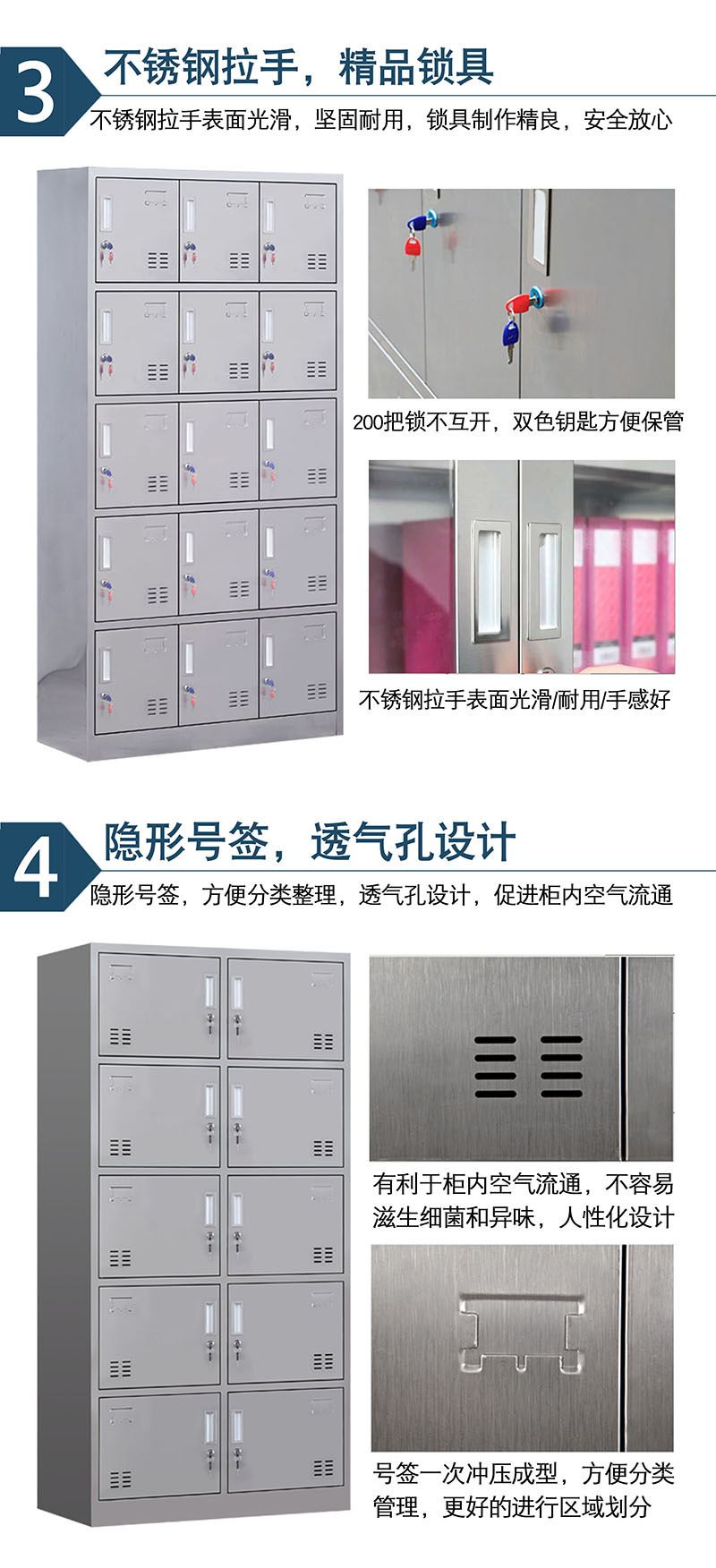 Stainless steel changing cabinet, employee cabinet, storage cabinet, food factory, dust-free purification workshop, changing clothes, 6 multi door cabinets, 304