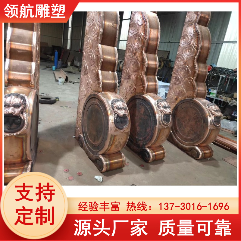 Manufacturer of large pure copper tower brake with cast copper tower tip sculpture, all copper tower wheel decorations, ancient architecture copper tiles support customization