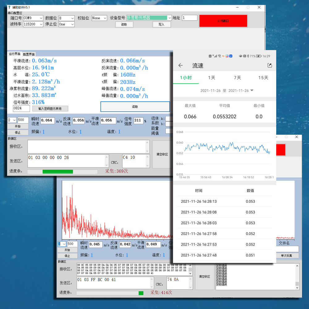 Ultrasonic ADV Doppler Velocimeter Hydrological Monitoring Water Conservancy Farmland Irrigation Area Sewage Flow Rate Monitoring Sensor