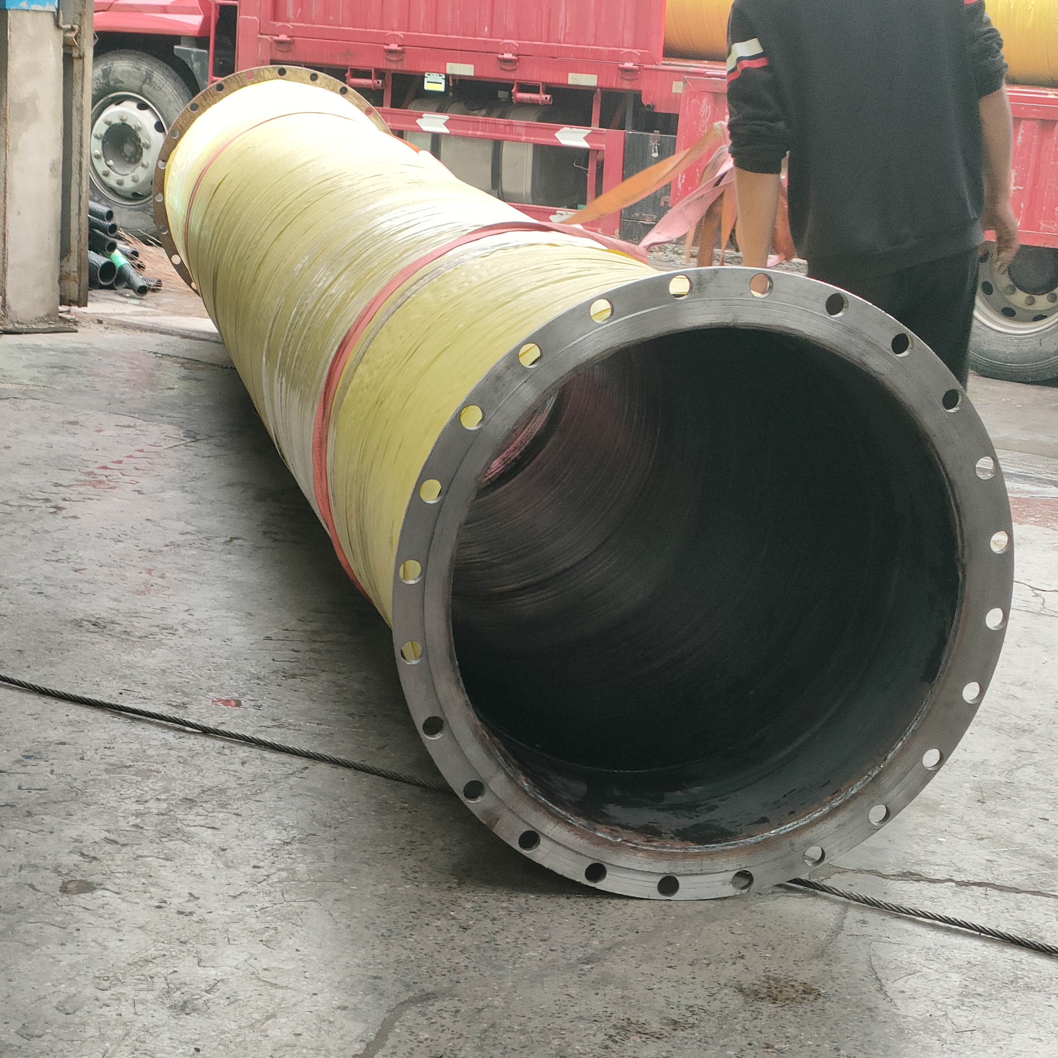 Hongchuang large diameter flange rubber lined wear-resistant rubber hose, steel wire framework, flood control, drainage, suction and drainage rubber hose