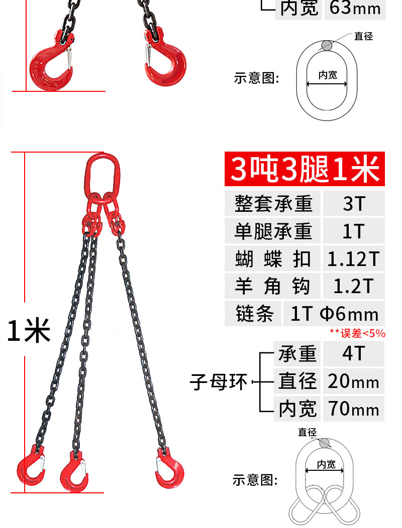 Pengxiang Chain Lifting Sling Set Customized Lifting Sling Crane Crane Mold Single Leg Double Lifting Sling