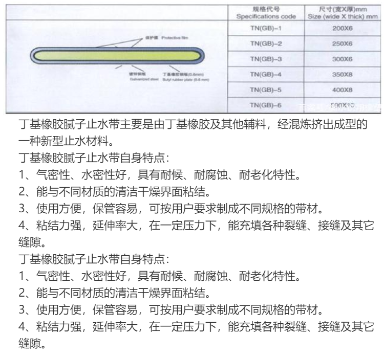 Steel plate putty type rubber waterstop butyl steel plate putty 250 300 wide ground iron culvert Cesspit