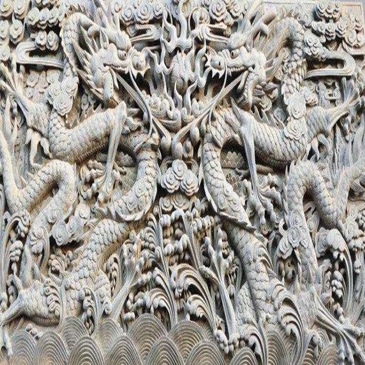 风景人物石雕壁画 广场公园文化石材照壁雕工细致装饰好