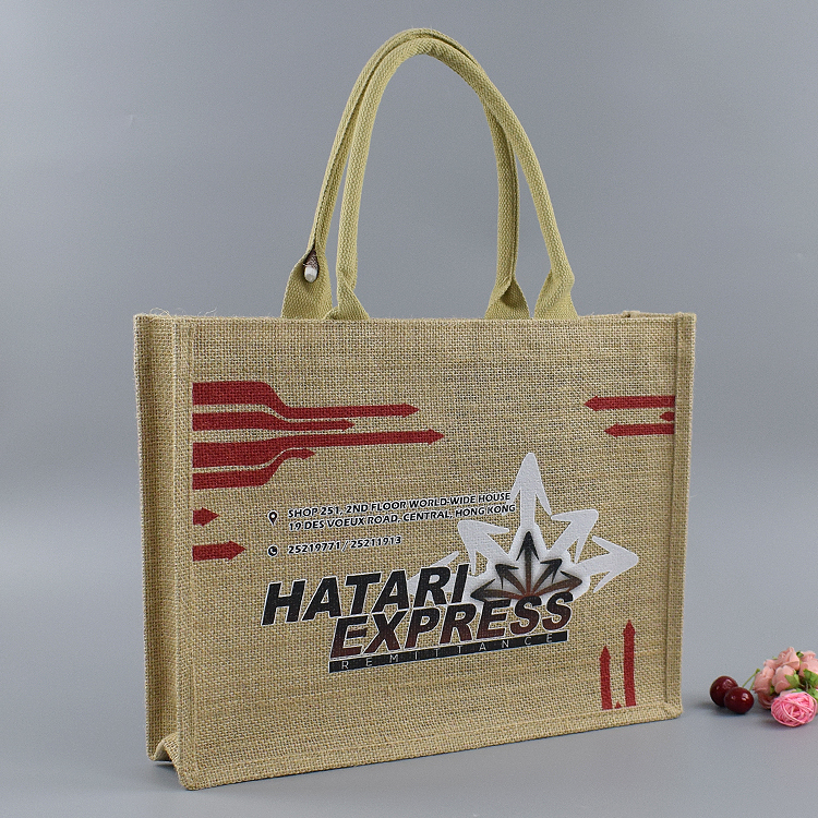 Kaisen Hemp Bag Customization Handheld Laminated Jute Shopping Bag Wholesale Customization Printing